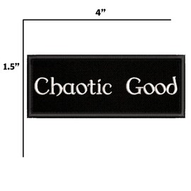 Chaotic Good Embroidered Premium Patch Iron-On or Sew-On Embroidery Applique - Character Toon Gamer - Costume Uniform - Fun Novelty Badge Biker Emblem - Vacation Tourist Souvenir