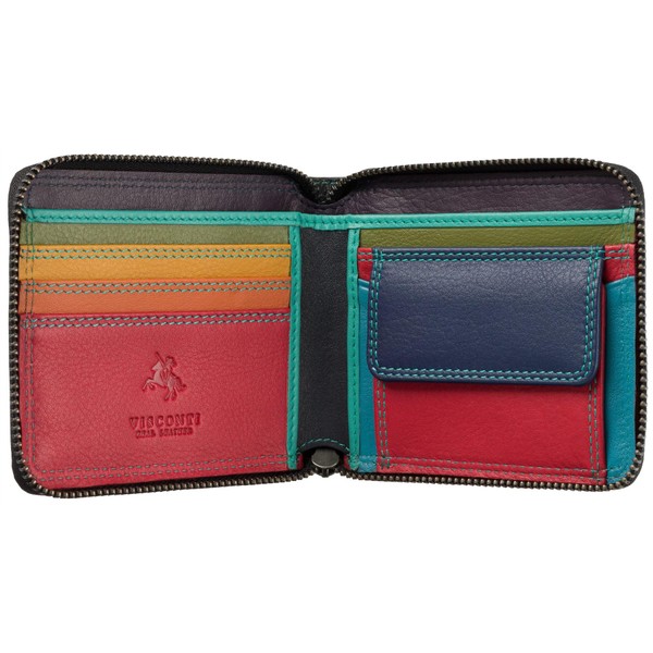 VISCONTI Spectrum Picasso Zip Around Leather Wallet RFID and Tap