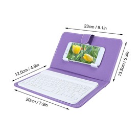 V BESTLIFE Keyboard, 7 Inch Universal Wireless Keyboard for Bluetooth 3.0 with PU Leather Case for 4.5‑6.8 Inch Screen Phones for Android for Windows(Purple)