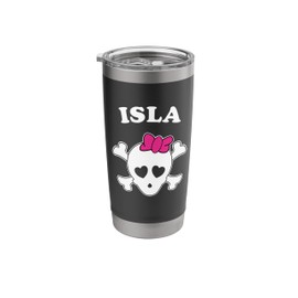 Isla First Name Design: Pirate Flag and Hair Bow Stainless Steel Insulated Tumbler