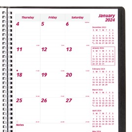 Brownline 2024 Essential Monthly Planner, 16 Months, September 2023 to December 2024, Twin-Wire Binding, 11" x 8.5", Black (CB1260.BLK-24)