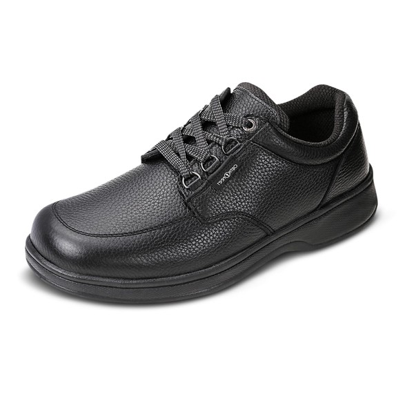 Orthofeet Men's Orthopedic Black Leather Avery Island Casual Shoes, Size 10 Wide