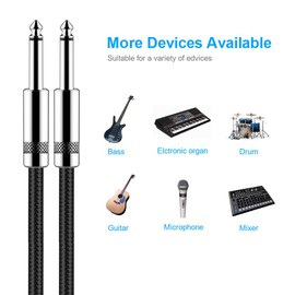 New bee Guitar Cable 1.8m/6ft Electric Guitar Instrument Cable Bass AMP Cord 1/4 inch Jack Lead for Electric Guitar, Bass Guitar, Electric Mandolin, Pro Audio (Straight Angle, Black)