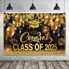 Congrats Grad Class of 2025 Backdrop Black and Gold Background