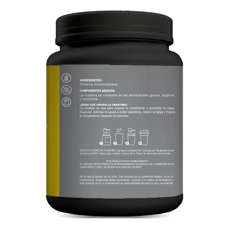 Creatina Monohidratada 500 Gr Iron Core Suplements 200 Serv