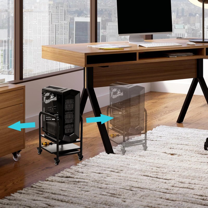 360Tonics Computer Tower Floor Stand, Height Adjustable PC Stand, 2-Tier