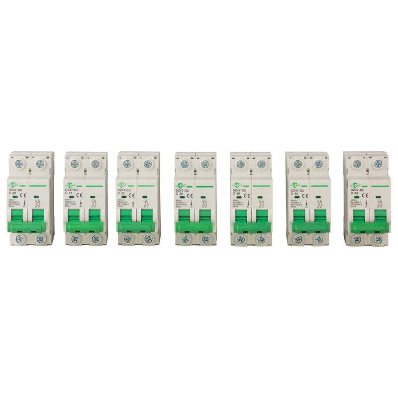 ZGLEDUN DC Miniature Circuit Breaker, 2 Pole 50 Amp, 250V-500VDC,