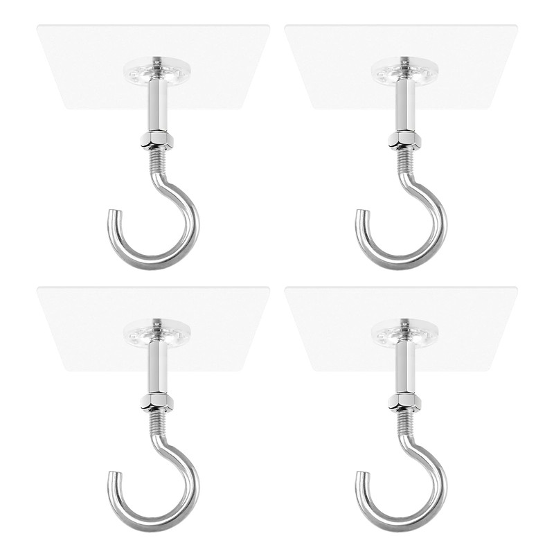 NINEFOX 4 Pack Adhesive Ceiling Hooks, Ceiling Hooks Heavy Duty