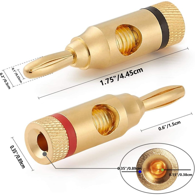 Gebildet 12pcs Gold Plated Speaker Banana Plugs(6pcs Red and 6pcs