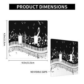 Moslion Piano Music Note Double Toggle Wall Switch Covers Musical Instrument Black White Key 2-Gang Wall Plate Outlet Plug Covers Light For Kitchen Home Bathroom