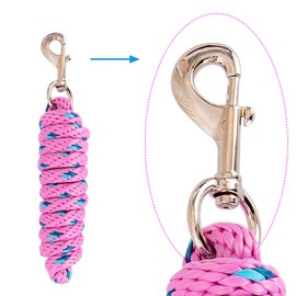 Merauno® Lead Rope for Horses, Tie Rope in Various Stylish Designs, Lead Rope, Pony, Donkey, Goat Long Knit with Carabiner Hook (Pink, Snap Hook)