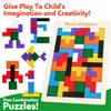 NAODONGLI Wooden Puzzles,Geometric Shape Logic Hexagon Puzzle Toys Brain Teasers