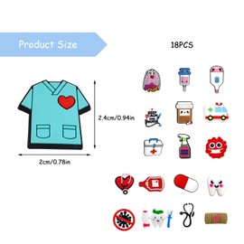 Rumyve Medical Theme DIY Shoe Decoration - 18 pcs Studs in Different Shapes, Cute Accessories for Birthday Gifts