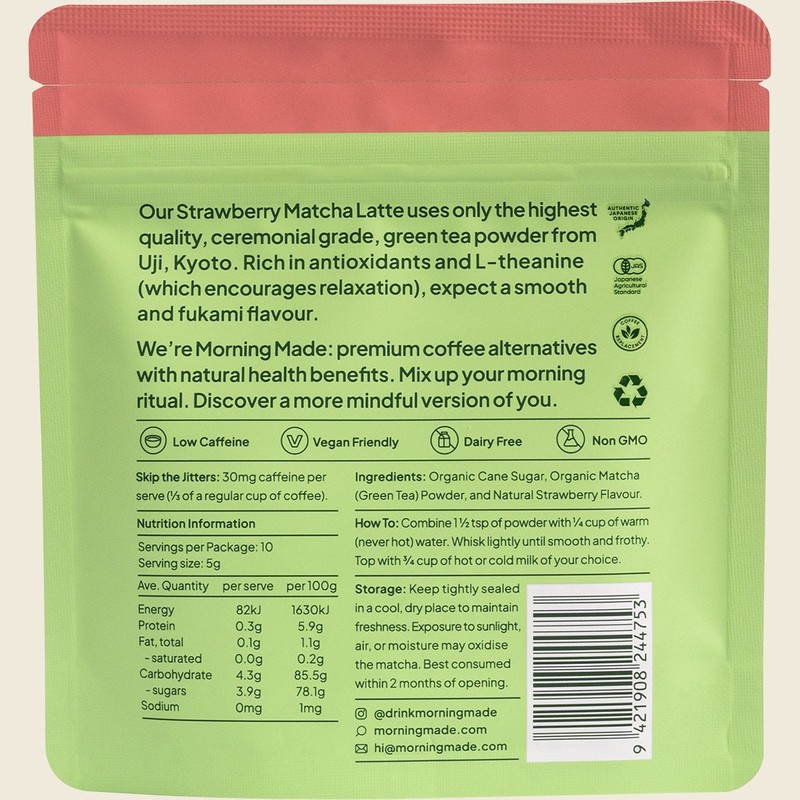 Morning Made Strawberry Matcha Latte 12x50g