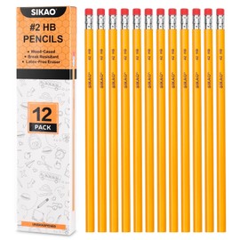 Sikao Pencils, 12Pack Number #2 HB Wood Pencils with Erasers for Kids Sketching Drawing, Classroom Must Haves Essentials for Teachers, School Supplies