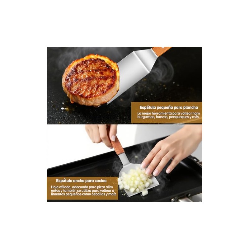 MTQ Espatula Cocina, Kit Parrillero 6 Piezas, Espátula Acero Inoxidable