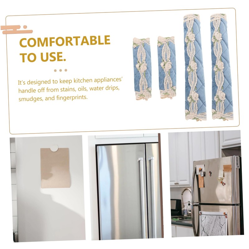 Mipcase 4pcs Refrigerator Handle Covers Non- and Oil-Resistant Protector for
