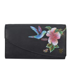 Anuschka Hand-Painted Leather, Hummingbird Black, One Size