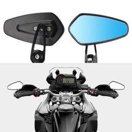 AFNCX Seitenspiegel für Motorradlenker, 7/8 Zoll, 22 mm, 360° verstellbar, zertifiziert, universelles Modell aus Aluminium für Cafe Racer CB1000R CB400 MT07 MT09, Blau