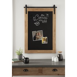 Kate and Laurel Samuels Wood Framed Chalkboard, 24 x 36, Rustic Brown and Charcoal, Magnetic Modern Farmhouse Wall Hanging Chalkboard