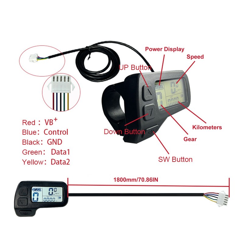 Electric Bicycle LCD Display 24V 36V 48V Universal SM Connector