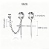 Unisex Gothic Silver Stainless Steel Non Pierced Asymmetrical Cross Dangle