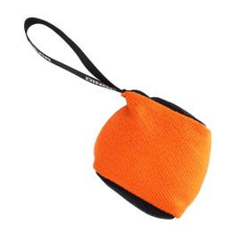 Dingo Gear Cube tug Toy for Dogs, French Linen bite Toy with one Handle, Durable Toy for Fetch and tug of war, Orange, S02778