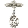 Sterling Silver Baby Badge with St. Sebastian/Soccer Charm and Godchild