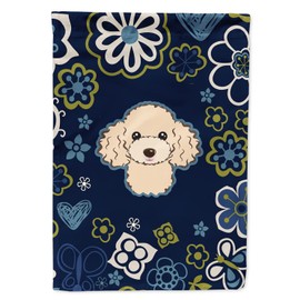 Caroline's Treasures BB5109GF Blue Flowers Buff Poodle Garden Flag Mailbox Flag Decorative Yard Flag Banner Outside Patio Artwork Yard Flower Beds, Garden Size, Multicolor