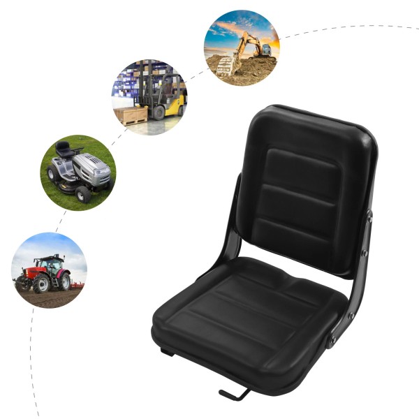 Unbranded Universal Black Backhoe Dozer Telehandler Seat Tractor Suspension Seat