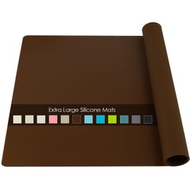 Extra Large Silicone Table Mat, Silicone Mat for Crafts Kids Dinner Placemat Desk Countertop Waterproof Protector Mats, Heat Insulation Kitchen Pastry Mat Rolling Dough Pad (Coffee, 23.6''x15.7'')