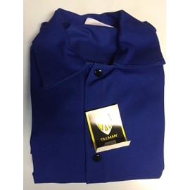 30" Blue 14 Ounce Bull Denim Weave Cotton Flame Retardant Jacket With Snap Front Closure