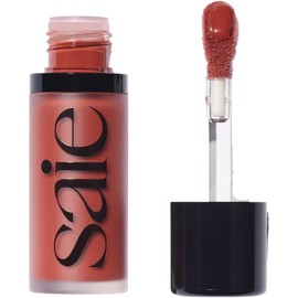 Saie Rubor Líquido Ligero Con Un Acabado Crema Mezclable + Construible - Tinte de Mejilla Rocío Con Aplicador de Maquillaje de Varita de Pie Fulano - Rubor Terracota Cálido - Picante (0.40 Onzas)