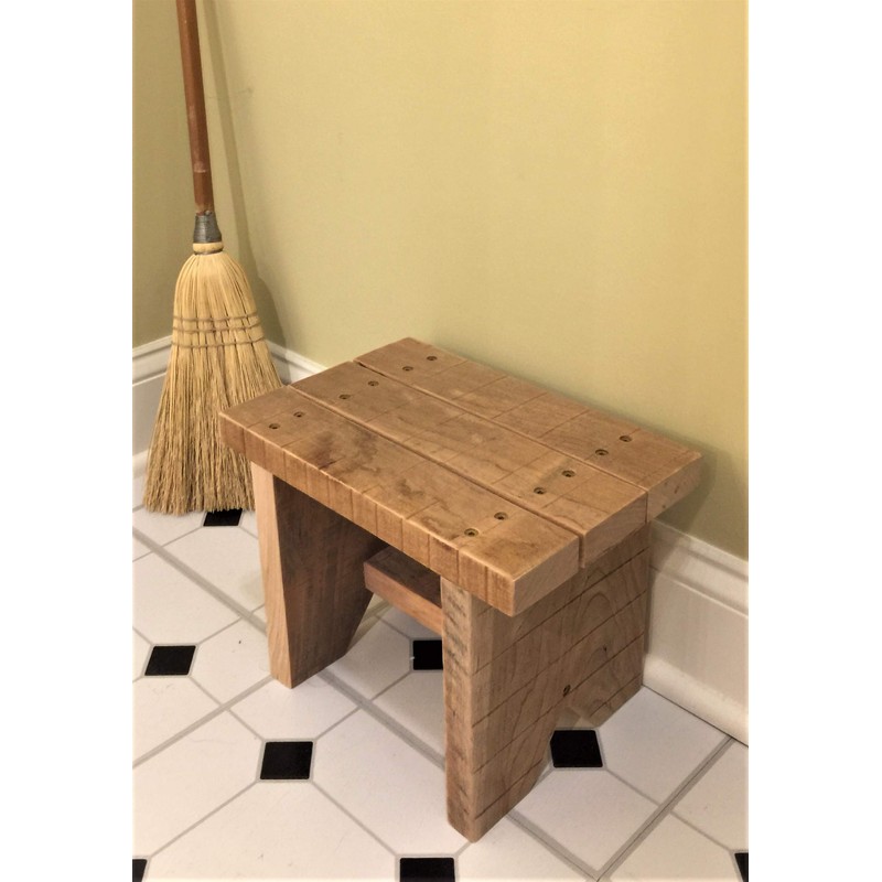 Classic Amish Reclaimed Wood Stool. Natural, Rustic, Solid. Versatile Home