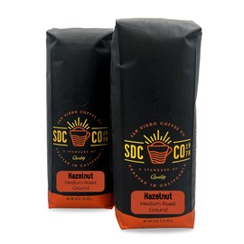 San Diego Coffee Hazelnut, Medium Roast, Ground Coffee, 16-Ounce Bags (Pack of 2) Café molido tostado
