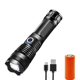 10000 Lumen Rechargeable Tactical Flashlight, XHP50 LED for Hiking Hunting Camping Emergency Outdoor Sport