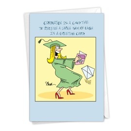 NobleWorks - 1 Funny Graduation Card with Envelope - Cartoon Humor Card for Graduate, College or High School - Disappointment Bucella 3810