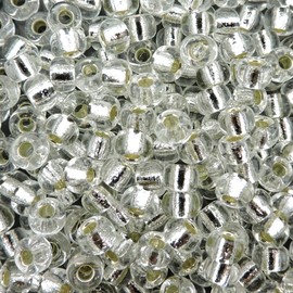 Miyuki Round Seed Bead Size 6/0 20g-Tube Silver Lined Crystal