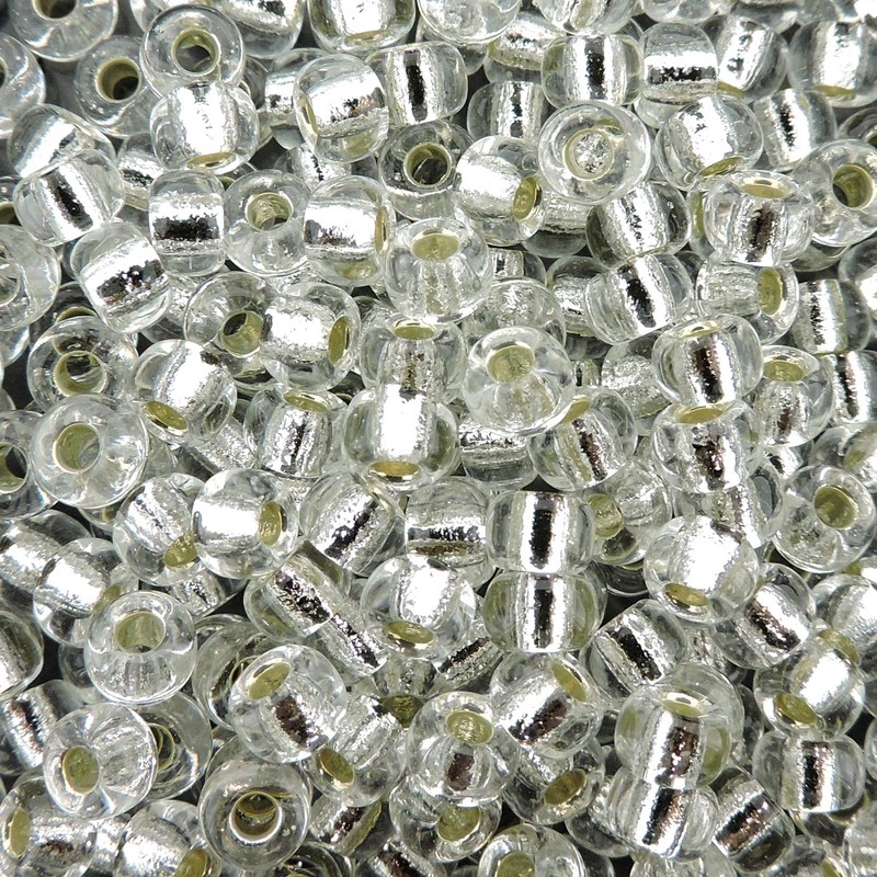Miyuki Round Seed Bead Size 6/0 20g-Tube Silver Lined Crystal