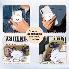 Yuibthr Phone Grip Cute 2D Cloud Shape Collapsible Expandable, Smartphone Tablet Cell Phone Grip Stand Holder, 2 Pack (White+Blue)