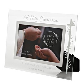 1st Holy Communion Glass 6 x 4 Photo Frame Glass with Silver coloured Border - 1st Communion 2071