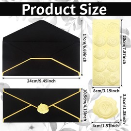 Business Envelopes with V-Flap,Gold Border 30 Pack #10 Envelopes Made of 150gsm Paper, Standard Envelopes with Gold Stickers for Office, Checks, Letter Mailing,9.45 x 4.13 Inches (Black)