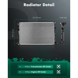 SCITOO Engine Coolant Aluminum Radiator Assembly for 2015-2017 for Chrysler for 200 2.4L 2015-2017 for Chrysler for 200 3.6L 2014-2018 for Jeep for Cherokee 2.4L; Replace: 13400
