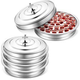 Jingmore Communion Ware 3 Holy Wine Serving Trays with 1 Cover Stainless Steel Communion Supplies Silver Communion Trays for Churches Holy Ware Sets