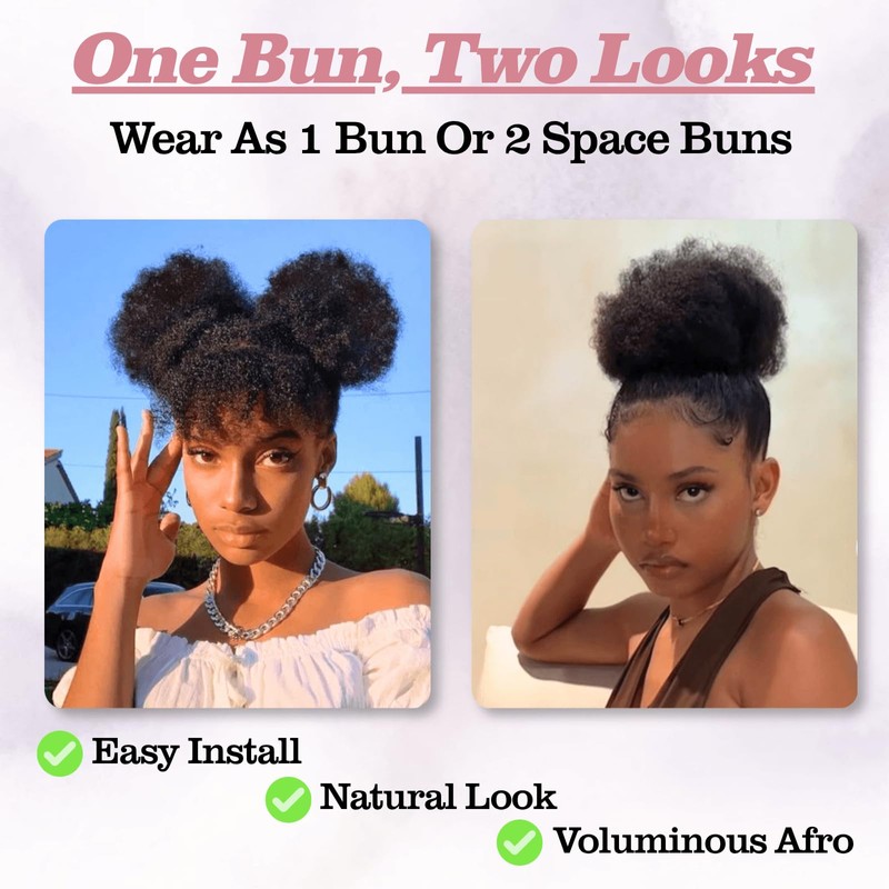 Afro Puff Messy Bun Hair Piece Elastic Ponytail for Women