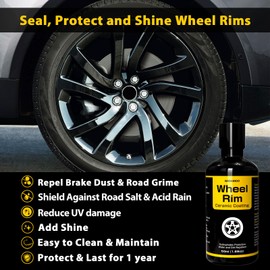 NADAMOO Wheel Rim Ceramic Coating 50ml，Hydrophobic Protection Gloss Finish Water and Dirt Repellent for Car Wheel - Self Cleaning - Repels Brake Dust - Deeper Shine