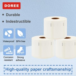 Doree 57 x 32 mm White Durable LabelWriter Labels 1933084, 100% Waterproof and Tear-Resistant, Compatible Devices: LabelWriter 4XL, 450, 450 Twin Turbo (Pack of 2, 800 Individual Stickers per Roll)