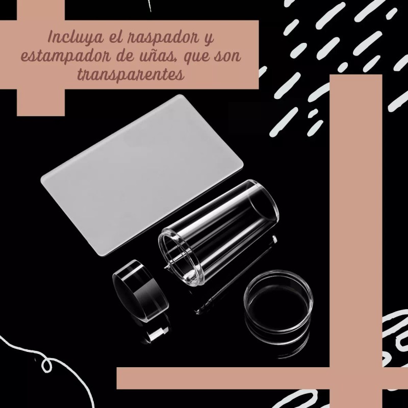 Veraly Kit Estampador De Sellos Para Uñas Con Raspador Decoración