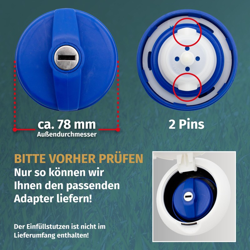 Water tank cap with connection for Gardena system for mobile