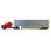 DCD Mack CH 613 with Sleeper Cab Red with Silver Livestock Trailer 1/87 (HO) Plastic Model Car by Promotex